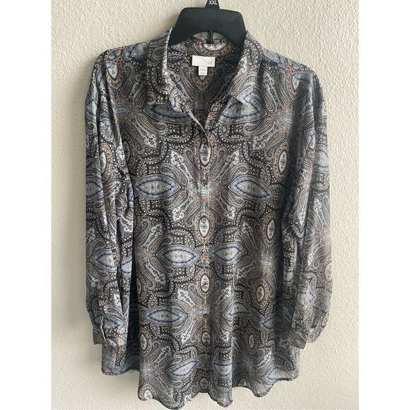 ❤️J.Jill Petite Sheer Paisley Tunic Top - Picture 1 of 6